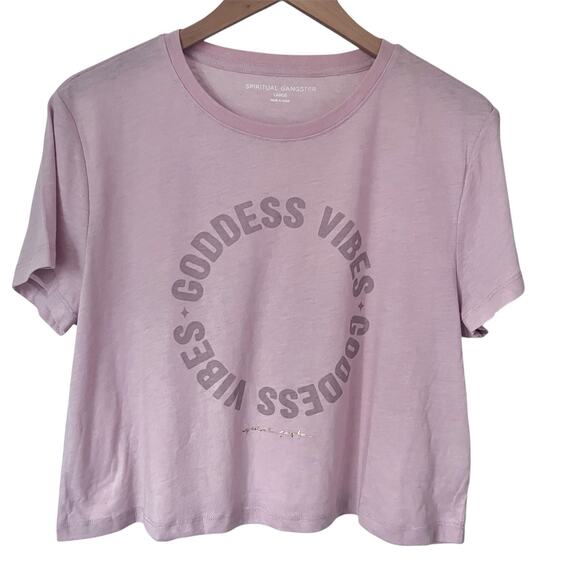 Spiritual Gangster Goddess Vibes Lavender Crop Tee Women’s Large NWT - Picture 1 of 8